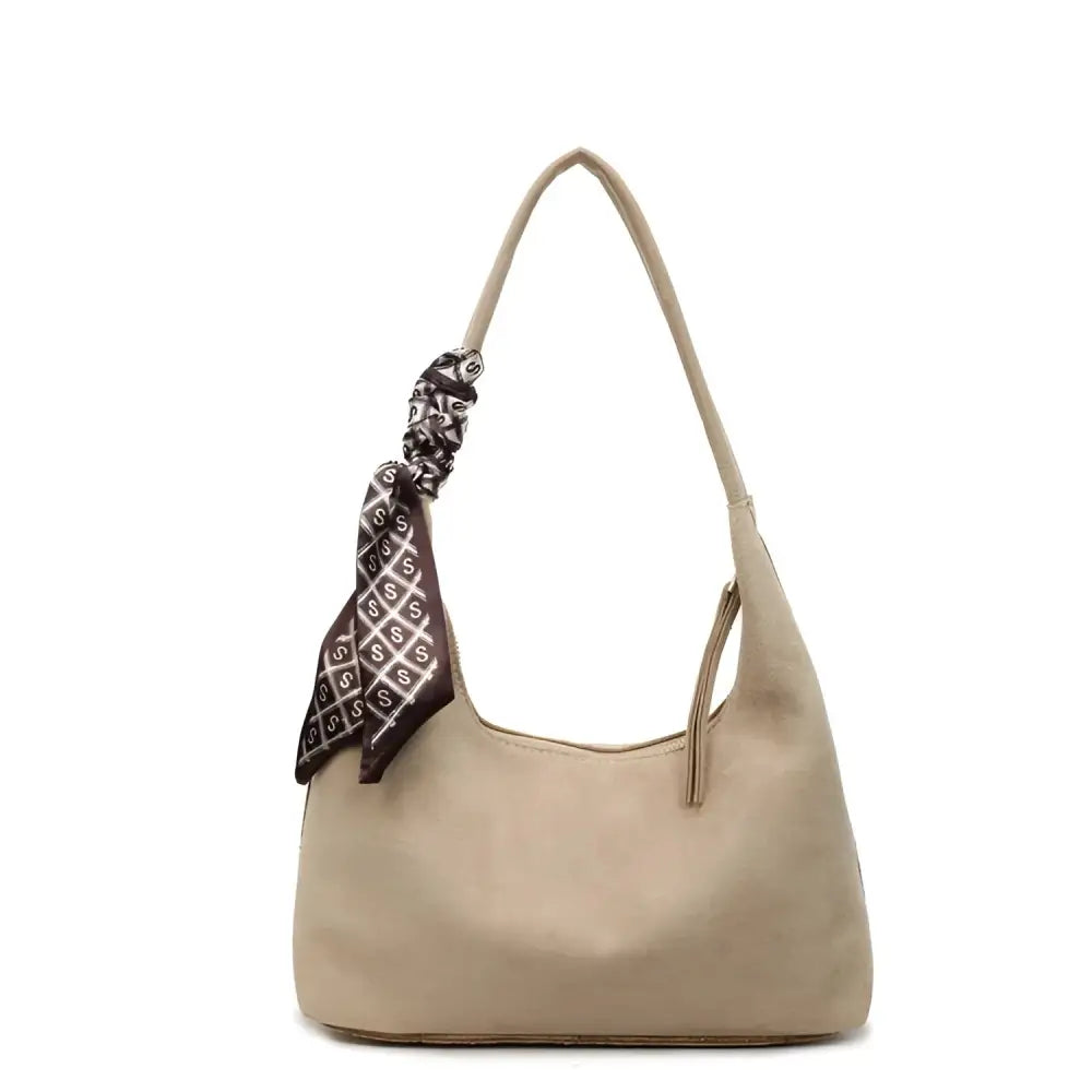 Women’s Velvet Shoulder Bag – Elegant Commuter Style with Zipper - Khaki / Free size - Fashion / Women’s Bags