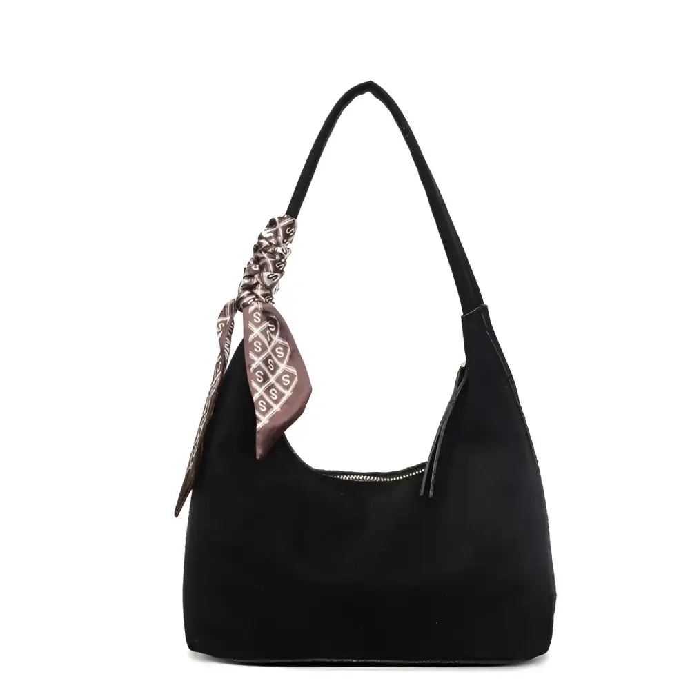 Women’s Velvet Shoulder Bag – Elegant Commuter Style with Zipper - black / Free size - Fashion / Women’s Bags