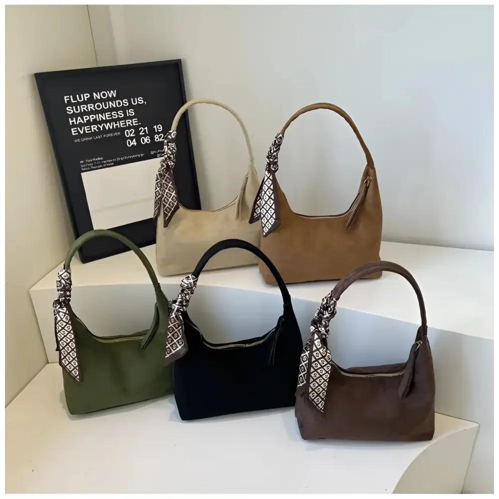 Women’s Velvet Shoulder Bag – Elegant Commuter Style with Zipper - Fashion / Women’s Bags / Shoulder & Tote Bags