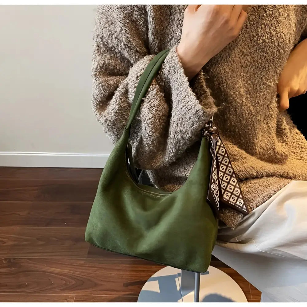 Women’s Velvet Shoulder Bag – Elegant Commuter Style with Zipper - Fashion / Women’s Bags / Shoulder & Tote Bags