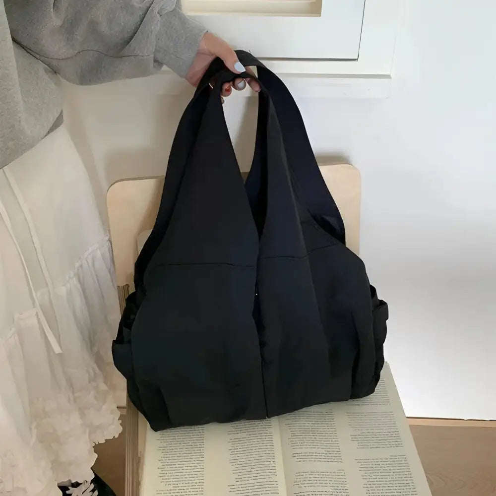 Zipper free size nylon fabric 2025 spring shoulder bag women’s bag - black / Free size - Fashion / Women’s Bags