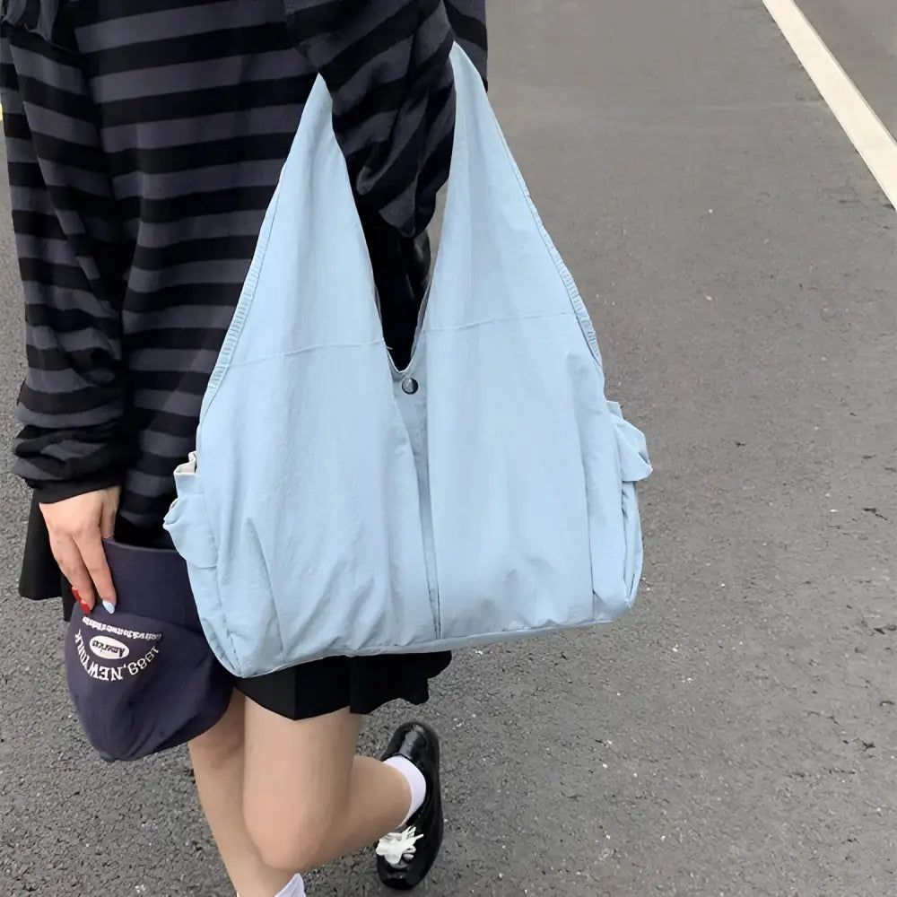 Zipper free size nylon fabric 2025 spring shoulder bag women’s bag - blue / Free size - Fashion / Women’s Bags
