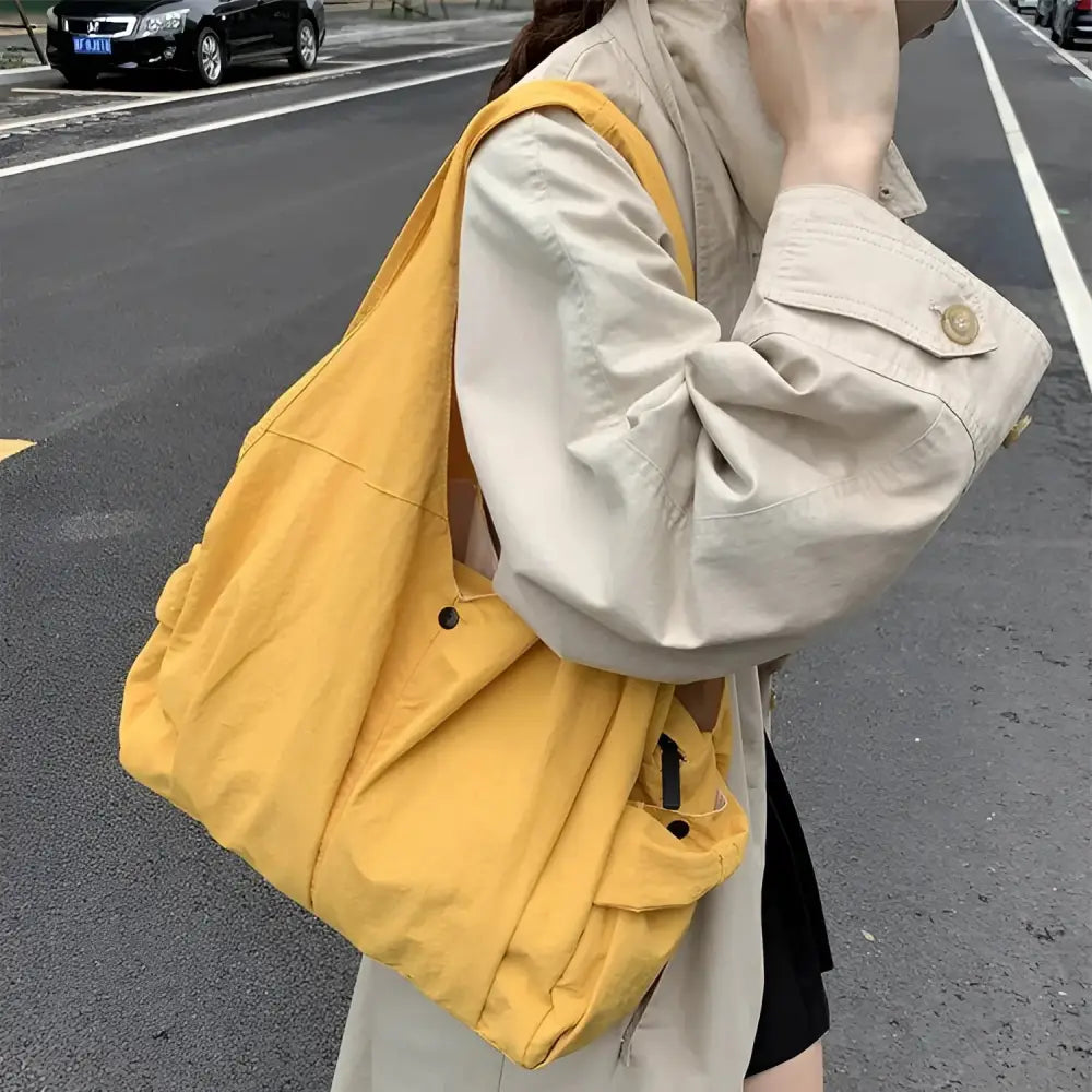 Zipper free size nylon fabric 2025 spring shoulder bag women’s bag - Yellow / Free size - Fashion / Women’s Bags